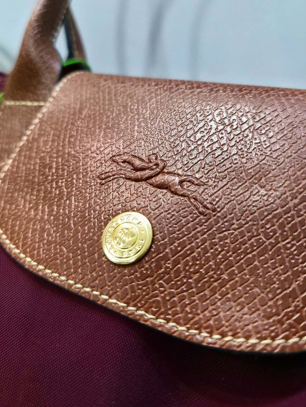 NWT Le Pliage Original Burgundy Medium Handbag Canvas Shopping Shoulder Tote M - Picture 5 of 8